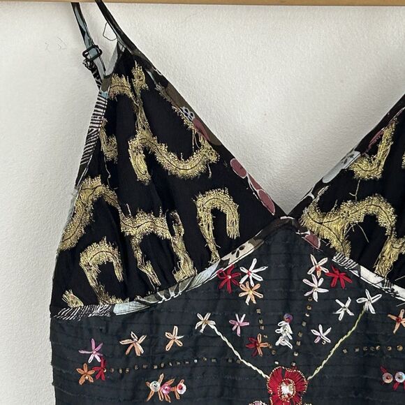 Pure Vida Tank Top Size Small Embroidered Sequin Peplum Fairycore Whimsigoth - Picture 2 of 8